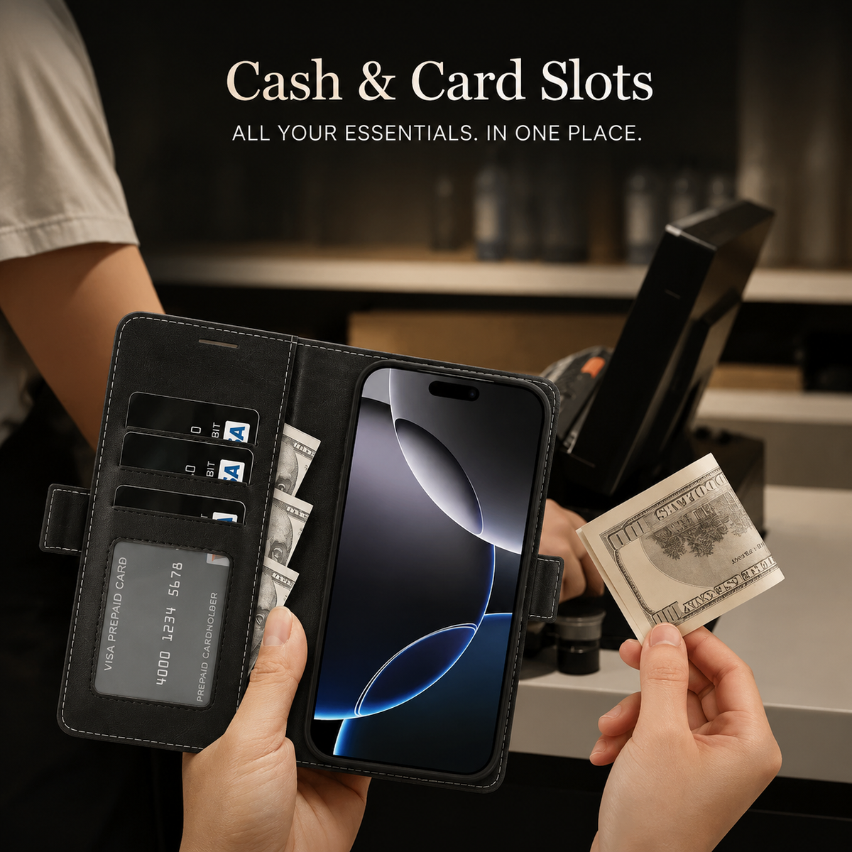 Premium iPhone Case Magnetic Leather Wallet Cover Flip Card Holder MagSafe Dual Layer Shockproof Matte Protection