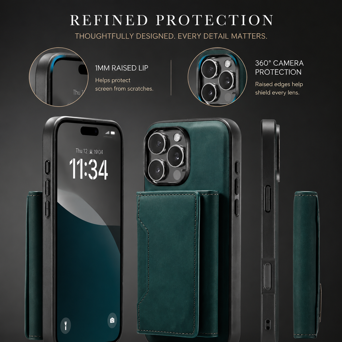 Premium iPhone Case Magnetic Leather Wallet Cover Kickstand Card Holder Money Storage Shockproof Protective Design