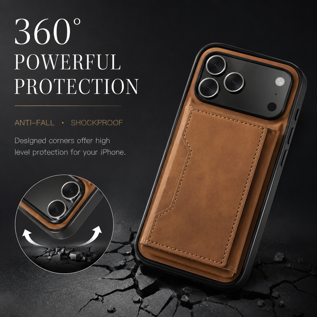 Premium iPhone Case Magnetic Leather Wallet Cover Kickstand Card Holder Money Storage Shockproof Protective Design