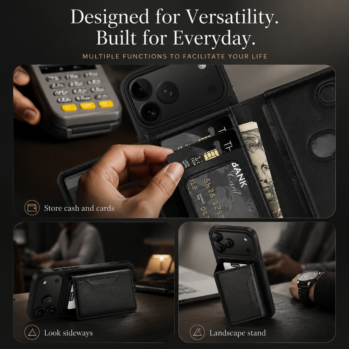Premium iPhone Case Magnetic PU Leather Wallet Cover Card Holder MagSafe Shockproof Secure Storage Protection