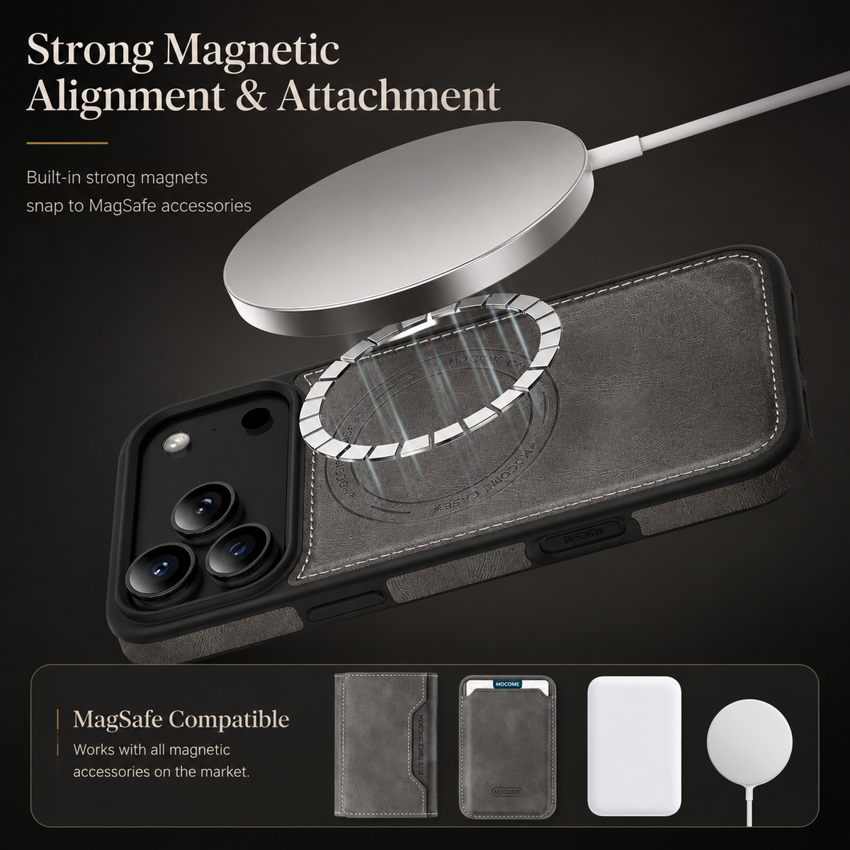 Premium iPhone Case Magnetic PU Leather Wallet Cover Card Holder MagSafe Shockproof Secure Storage Protection
