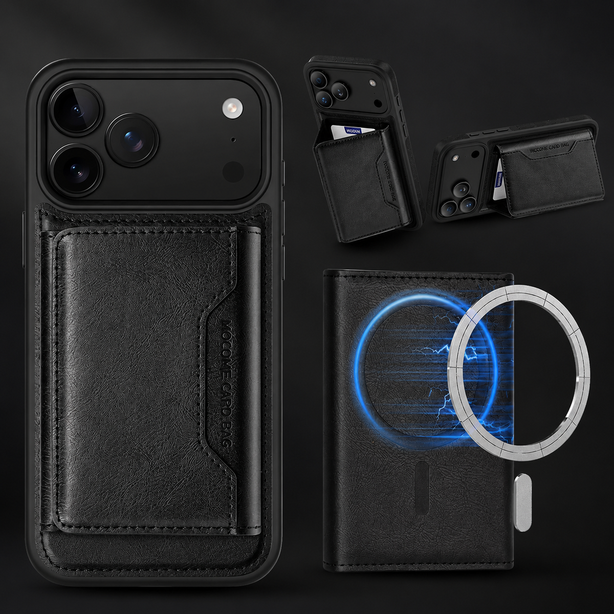 Premium iPhone Case Magnetic PU Leather Wallet Cover Card Holder MagSafe Shockproof Secure Storage Protection