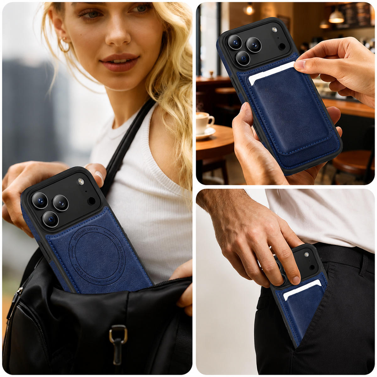 Premium iPhone Case Magnetic RFID Leather Wallet Cover Card Holder MagSafe Shockproof Secure Storage Protection