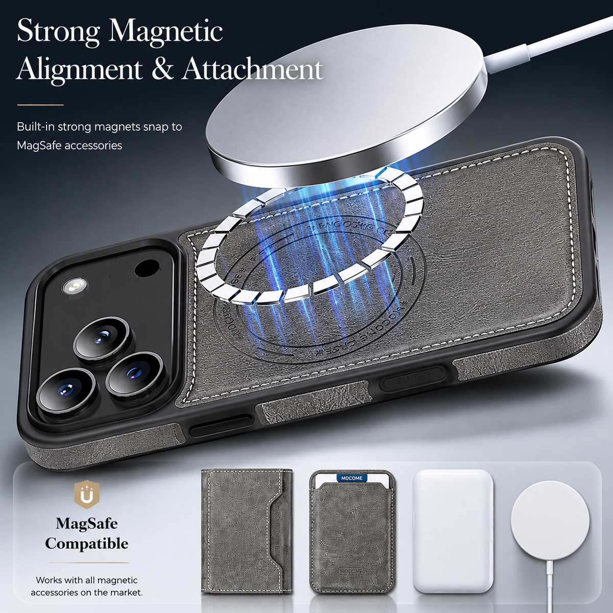 Premium iPhone Case Magnetic RFID Leather Wallet Cover Card Holder MagSafe Shockproof Secure Storage Protection