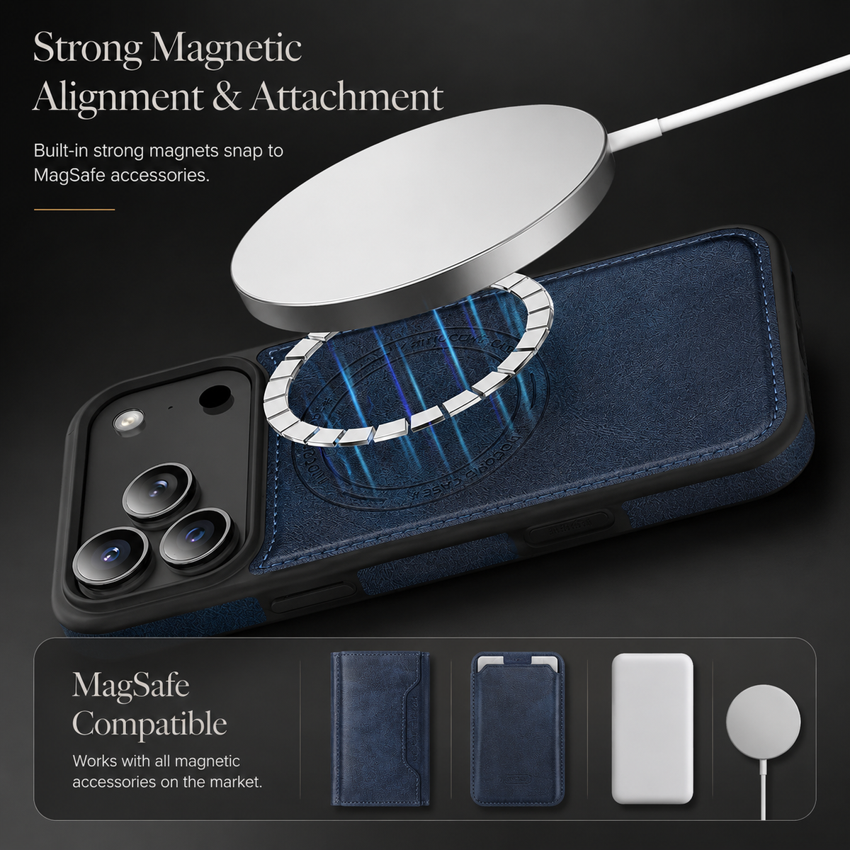Premium iPhone Case Magnetic RFID Leather Wallet Cover Card Holder MagSafe Shockproof Secure Storage Protection
