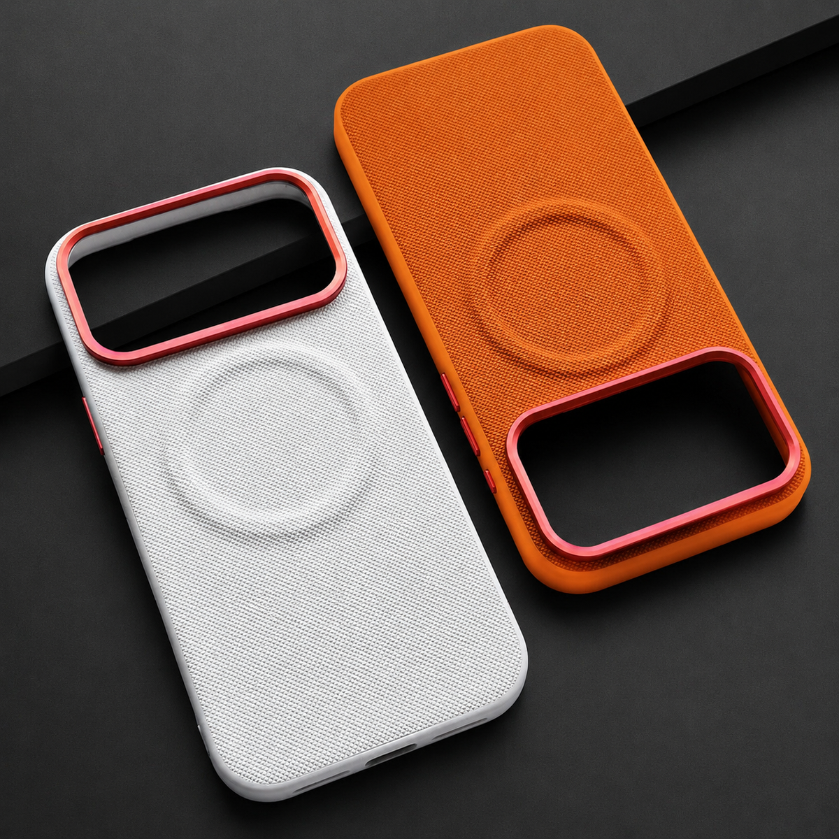 Premium iPhone Case Magnetic Shockproof Leather Cover Diamond Texture Grain MagSafe Wireless Charging Protection