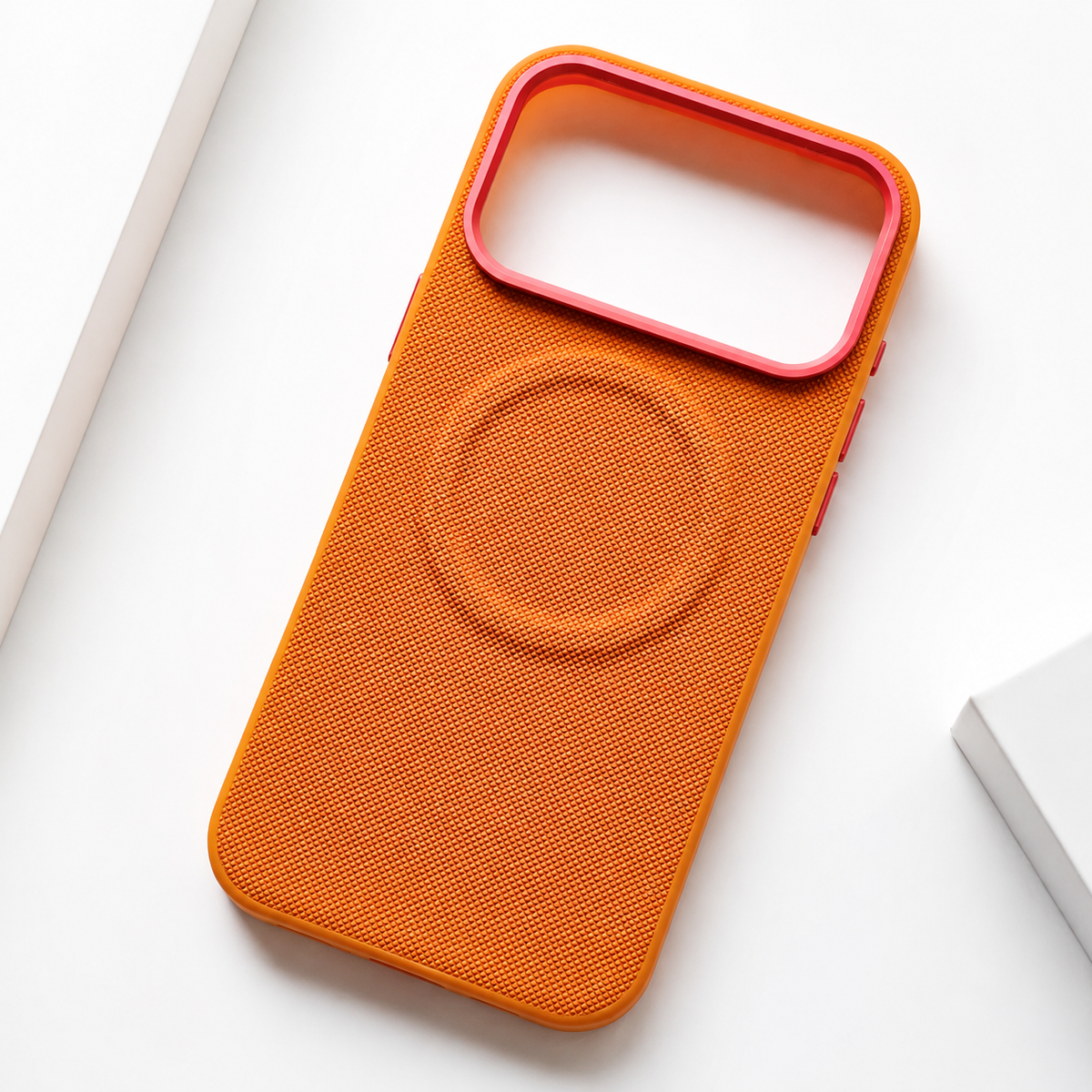 Premium iPhone Case Magnetic Shockproof Leather Cover Diamond Texture Grain MagSafe Wireless Charging Protection