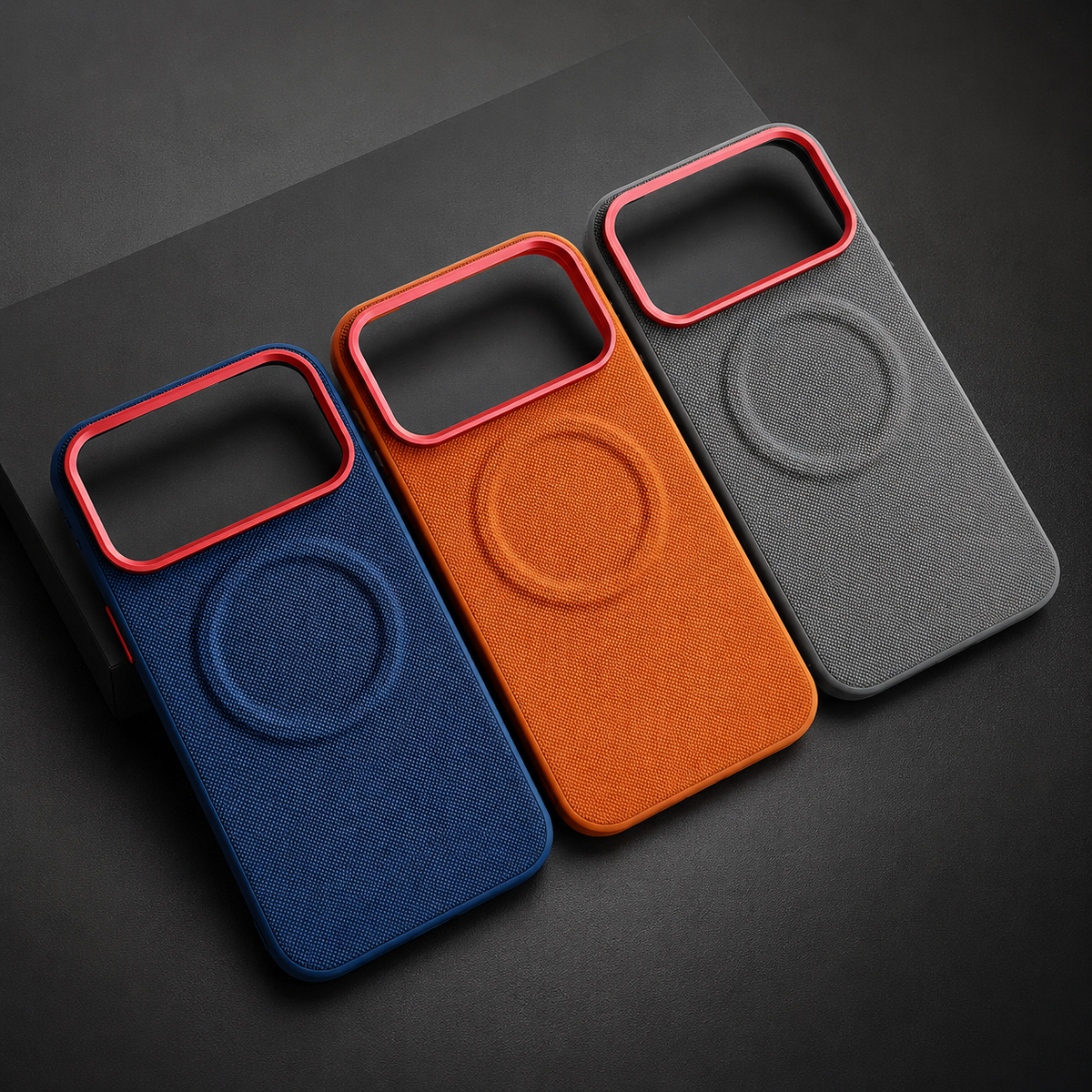 Premium iPhone Case Magnetic Shockproof Leather Cover Diamond Texture Grain MagSafe Wireless Charging Protection