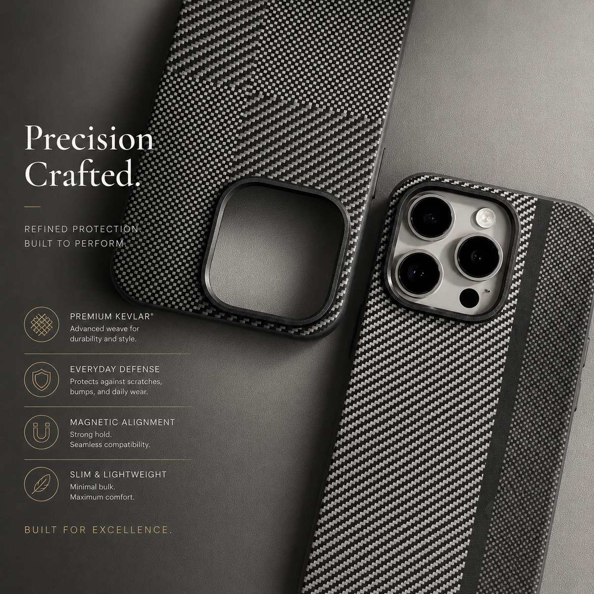 Premium iPhone Case Matte Carbon Fiber Magnetic Shockproof Hybrid Protective Cover with Metal Camera Frame
