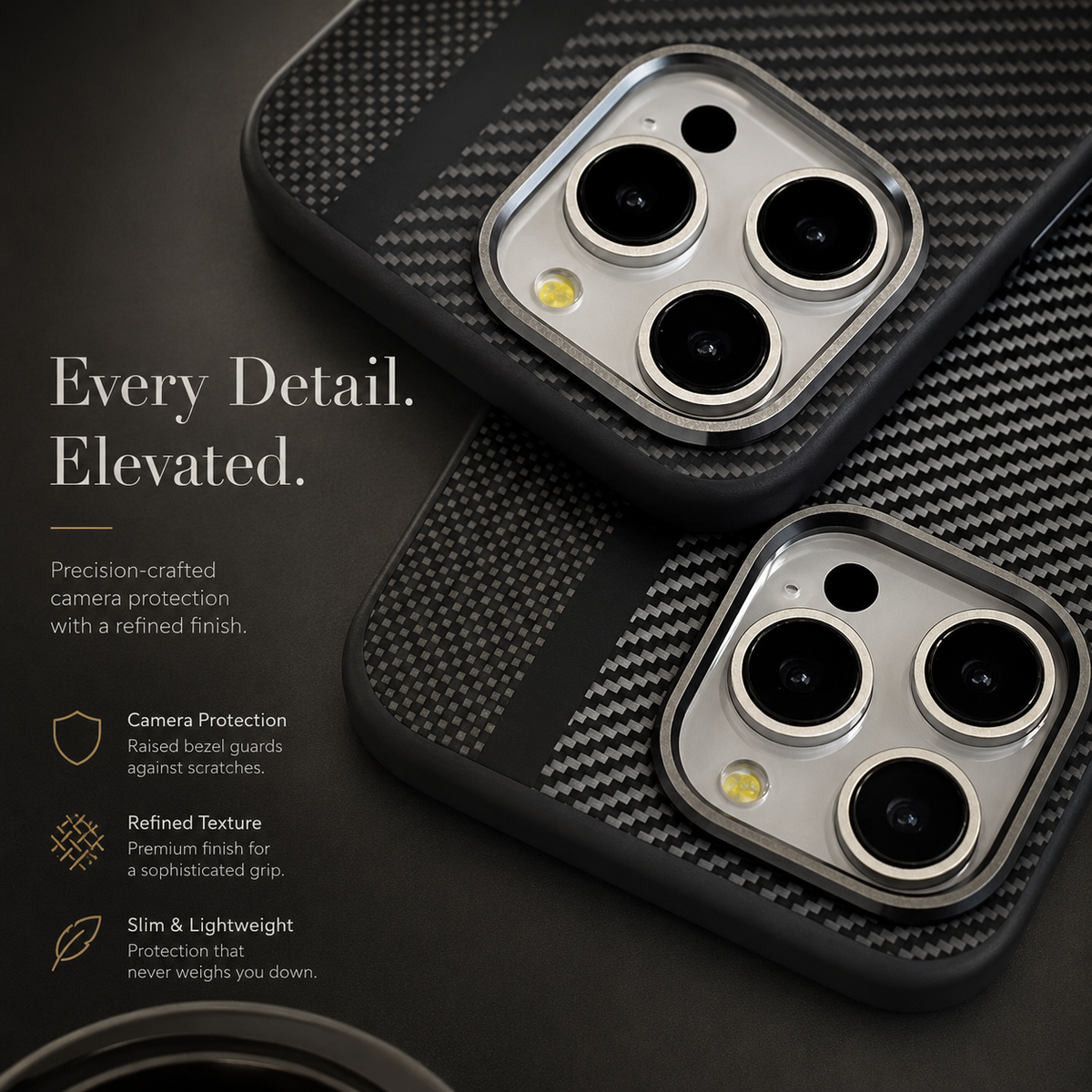 Premium iPhone Case Matte Carbon Fiber Magnetic Shockproof Hybrid Protective Cover with Metal Camera Frame