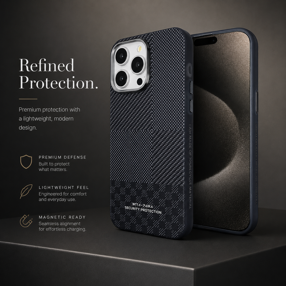 Premium iPhone Case Matte Carbon Fiber Magnetic Shockproof Hybrid Protective Cover with Metal Camera Frame