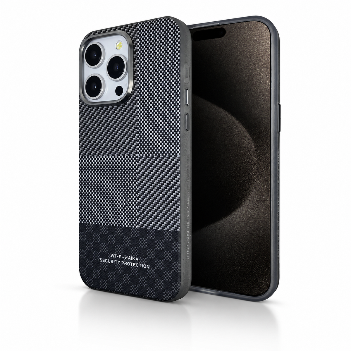 Premium iPhone Case Matte Carbon Fiber Magnetic Shockproof Hybrid Protective Cover with Metal Camera Frame