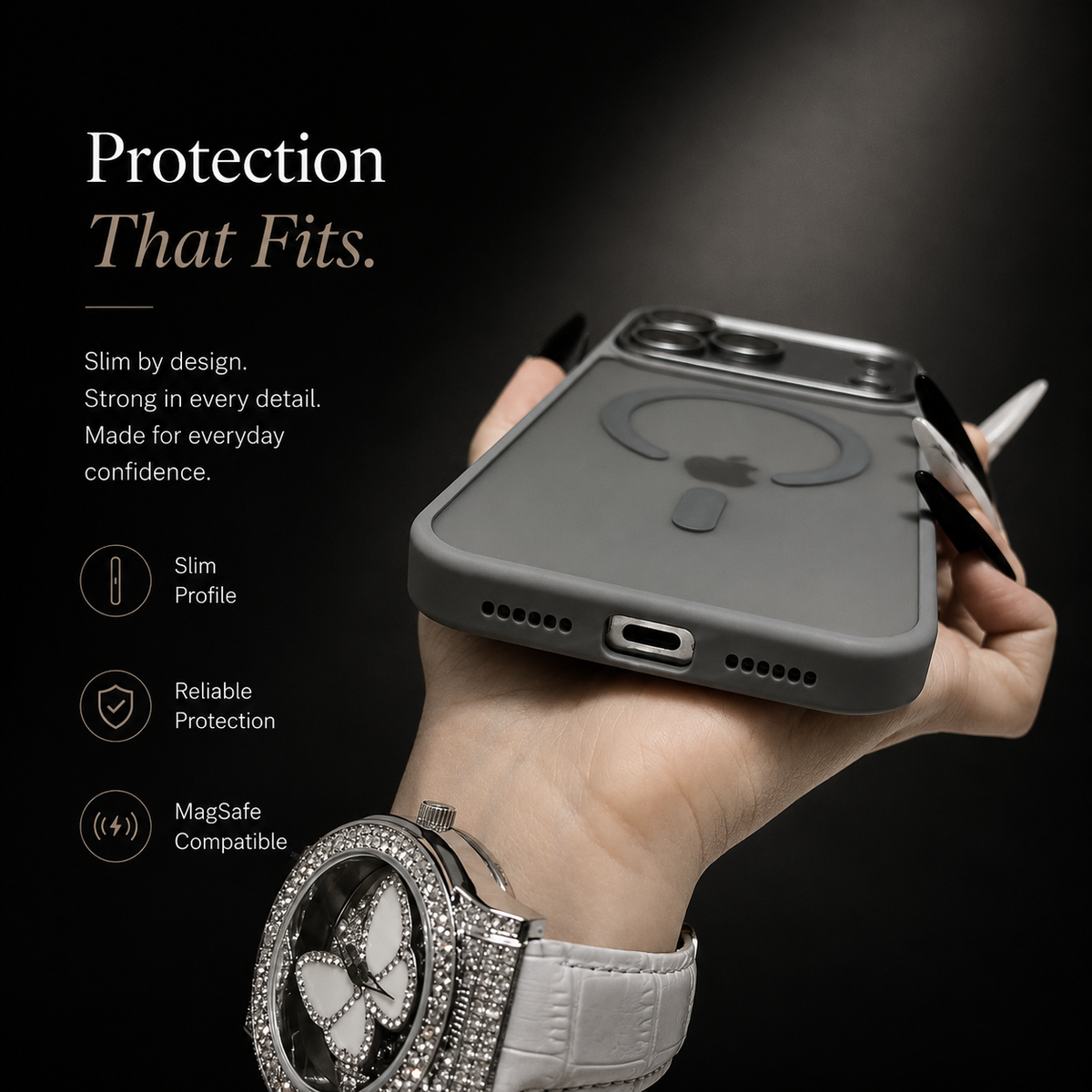 Premium iPhone Case Matte Magnetic Translucent Cover with MagSafe Wireless Charging Support Shockproof Anti Fingerprint PC TPU Protective Design