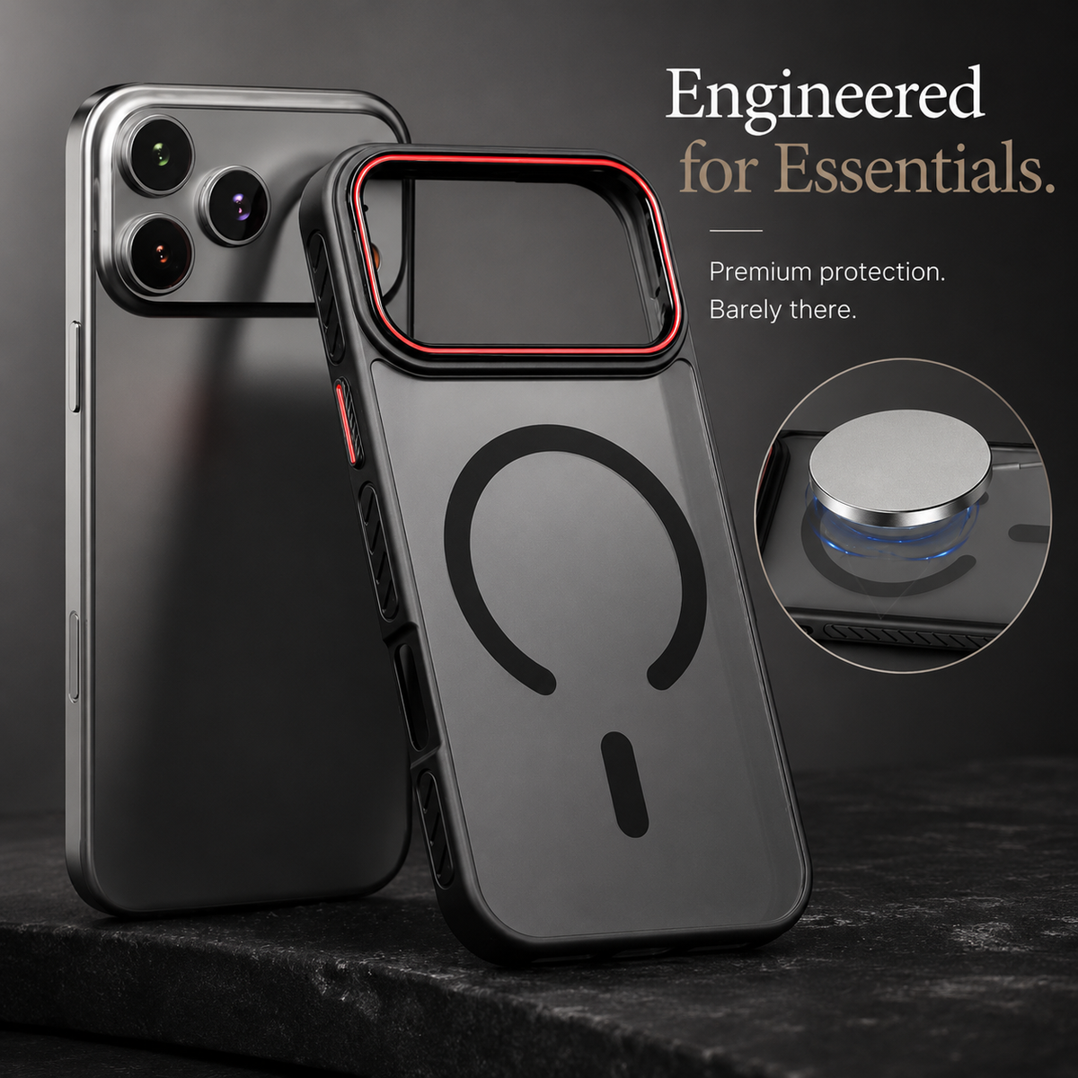 Premium iPhone Case Matte Transparent Magnetic Cover with MagSafe Wireless Charging Support Shockproof PC TPU Protective Design