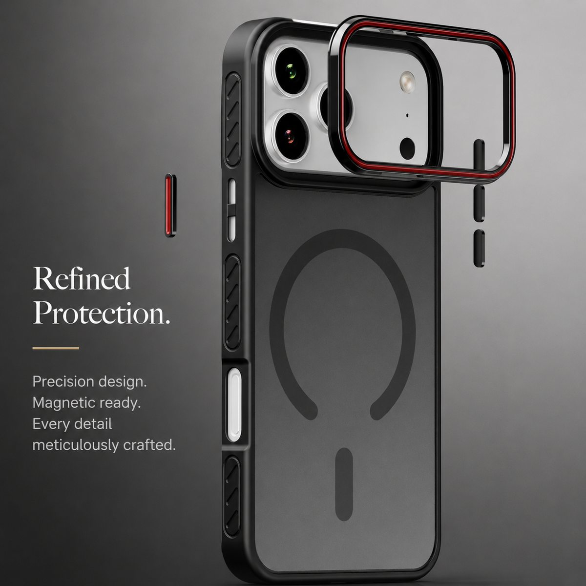 Premium iPhone Case Matte Transparent Magnetic Cover with MagSafe Wireless Charging Support Shockproof PC TPU Protective Design