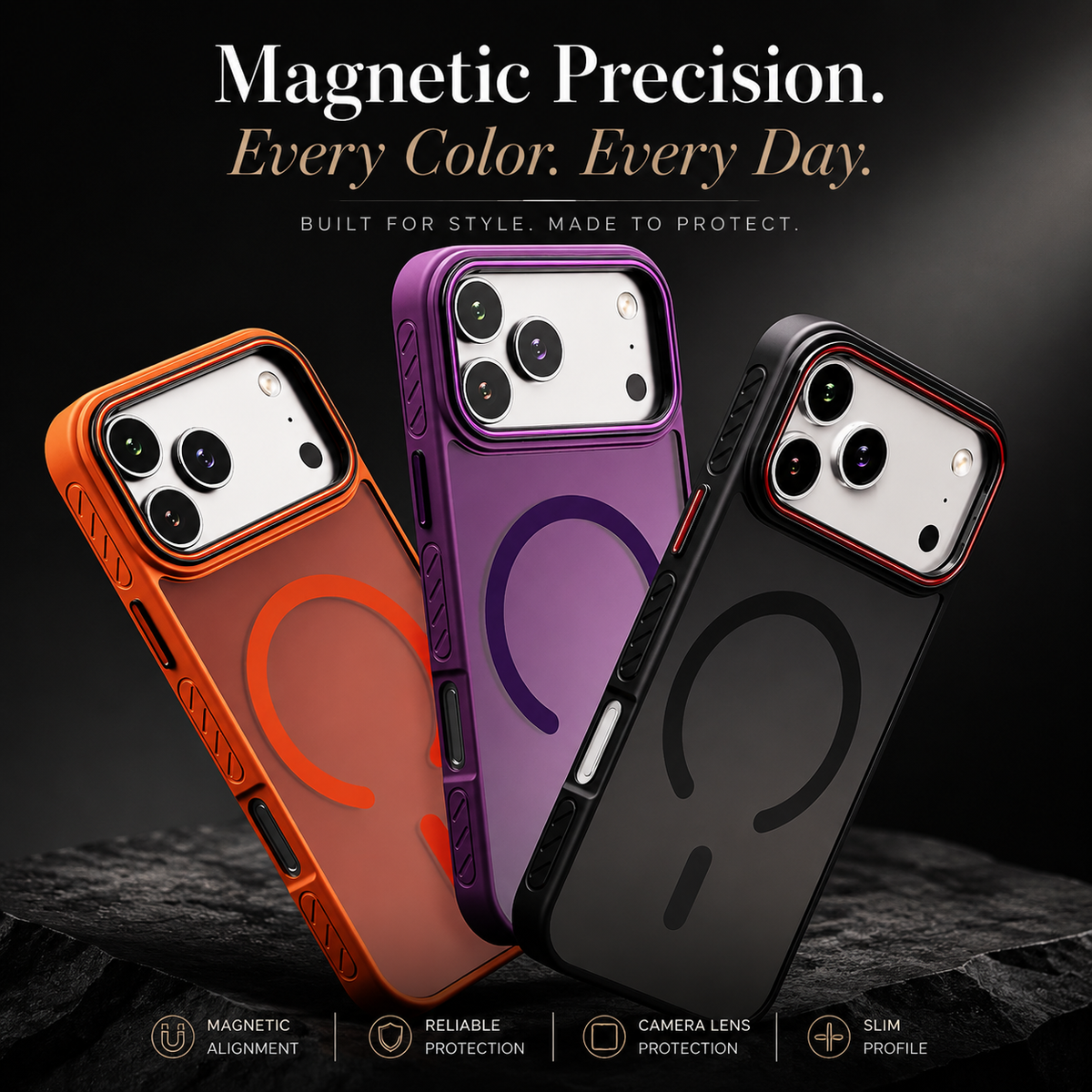 Premium iPhone Case Matte Transparent Magnetic Cover with MagSafe Wireless Charging Support Shockproof PC TPU Protective Design