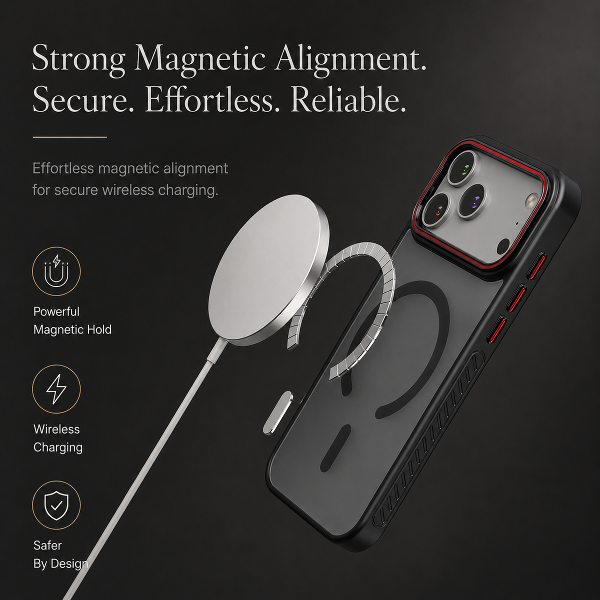 Premium iPhone Case Matte Transparent Magnetic Cover with MagSafe Wireless Charging Support Shockproof PC TPU Protective Design
