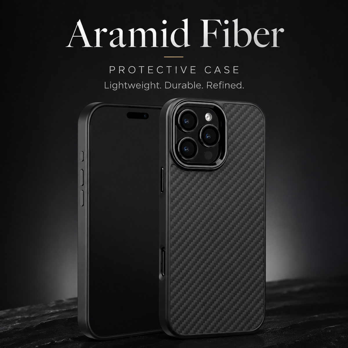 Premium iPhone Case Metal Frame Carbon Fiber Aramid Armor Cover Shockproof Full Coverage Wireless Charging Compatible Protective Design