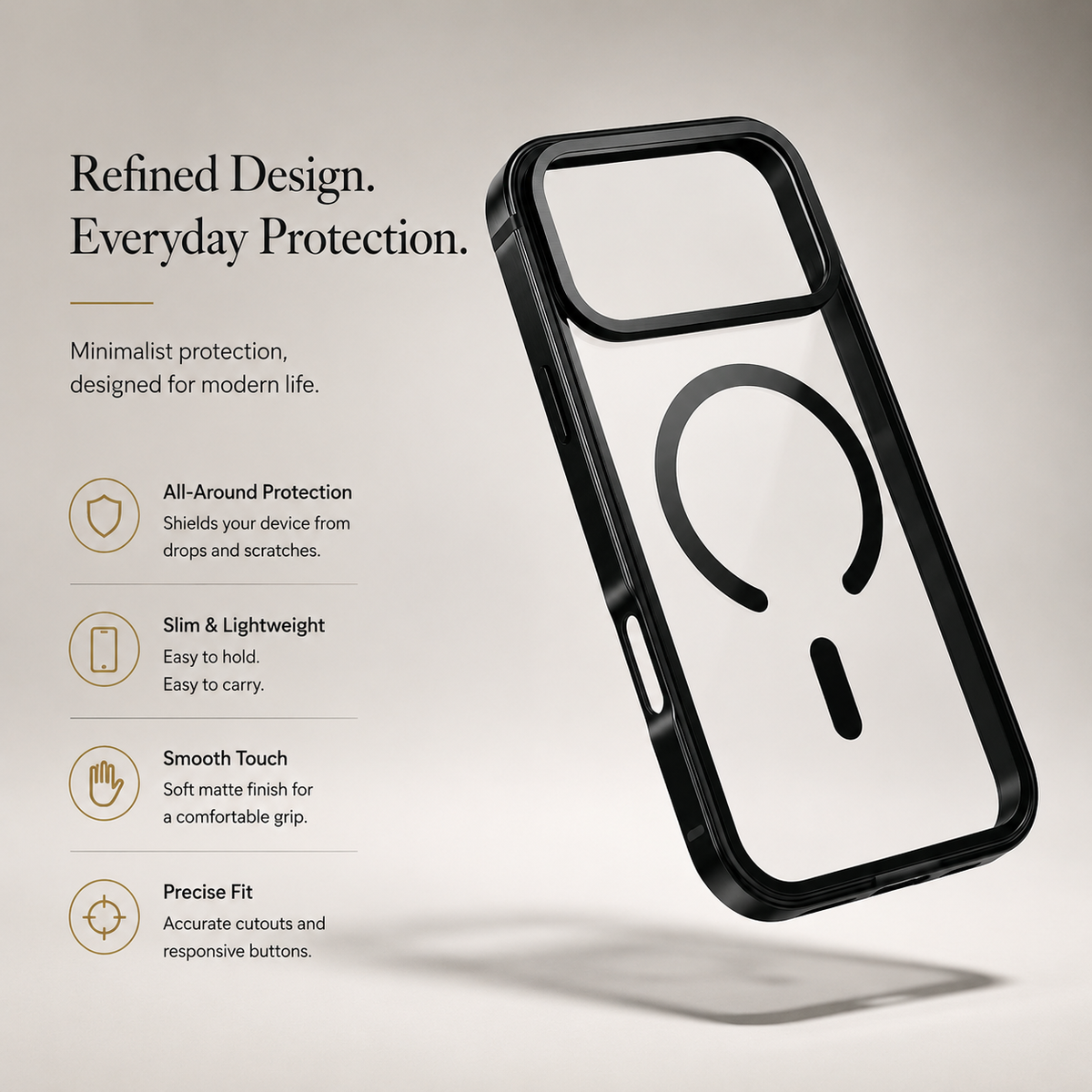 Premium iPhone Case Metal Frame Magnetic Cover Clear Back Protective Slim Full Coverage