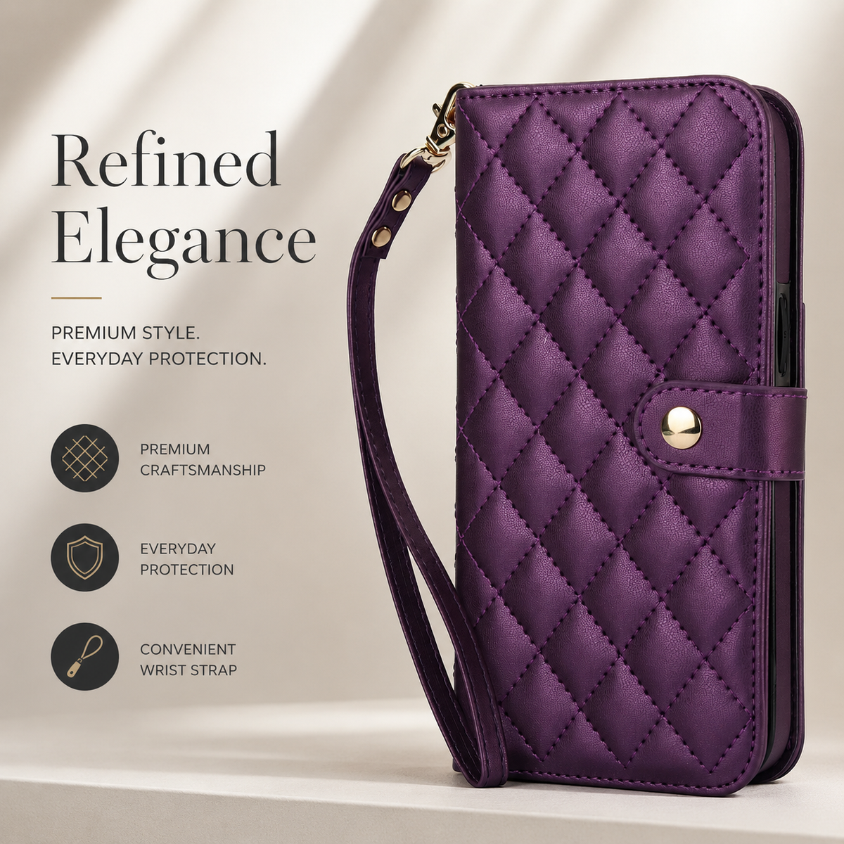 Premium iPhone Case RFID Blocking Wallet Crossbody Flip Cover PU Leather Card Holder Shockproof Full Protection