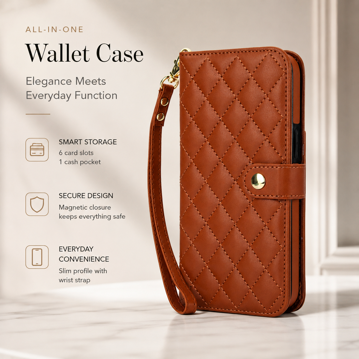 Premium iPhone Case RFID Blocking Wallet Crossbody Flip Cover PU Leather Card Holder Shockproof Full Protection