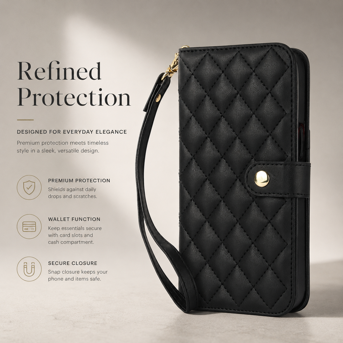 Premium iPhone Case RFID Blocking Wallet Crossbody Flip Cover PU Leather Card Holder Shockproof Full Protection