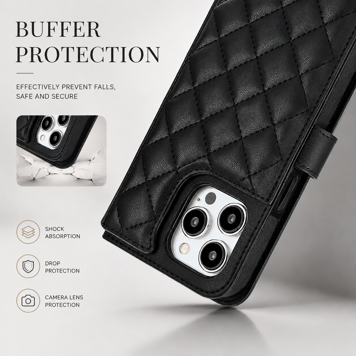 Premium iPhone Case RFID Blocking Wallet Crossbody Flip Cover PU Leather Card Holder Shockproof Full Protection