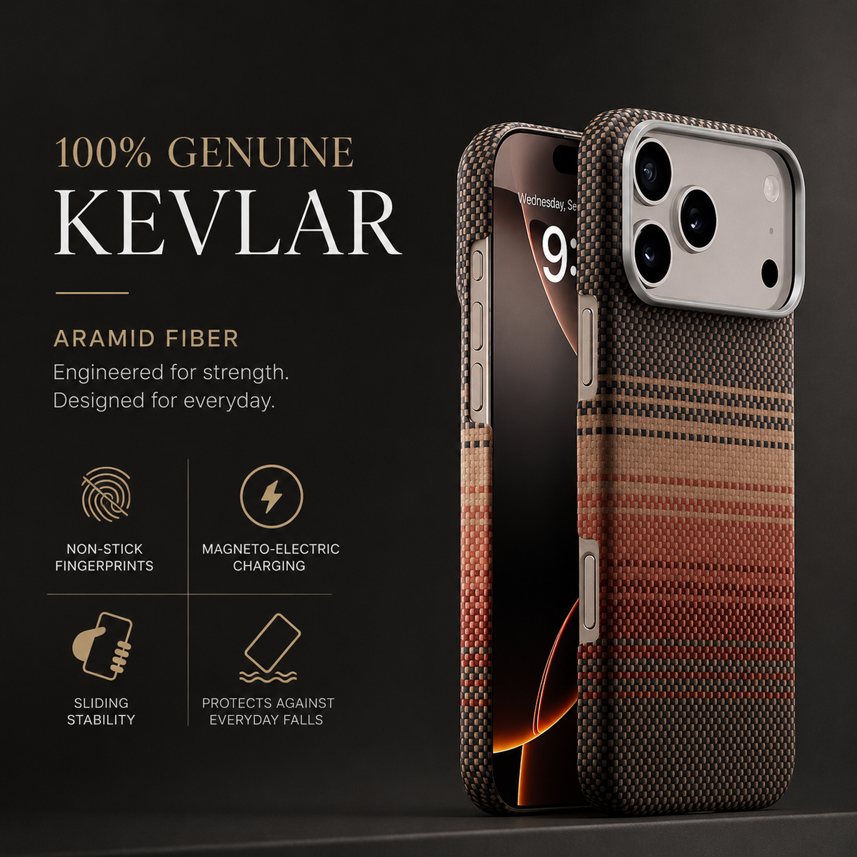 Premium iPhone Case Real Aramid Carbon Fiber Magnetic MagSafe Compatible Lightweight Shockproof Protective Cover