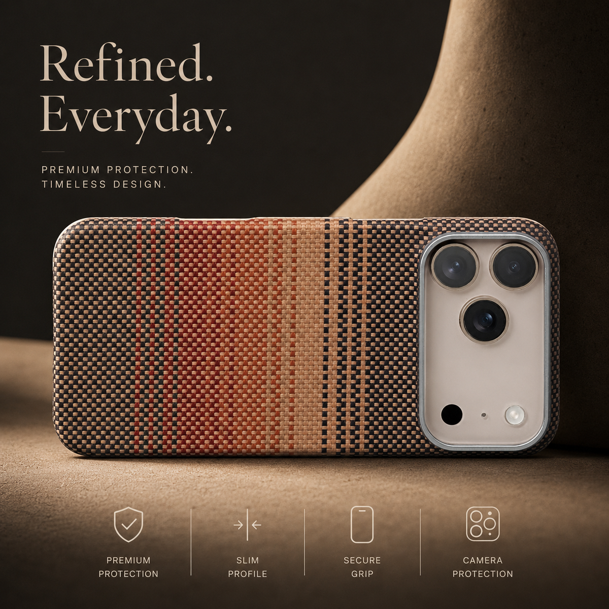 Premium iPhone Case Real Aramid Carbon Fiber Magnetic MagSafe Compatible Lightweight Shockproof Protective Cover