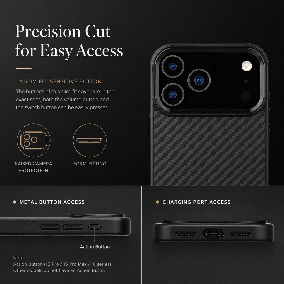 Premium iPhone Case Real Aramid Kevlar Fiber Full Coverage Magnetic Cover with Wireless Charging MagSafe Compatible Protective Design