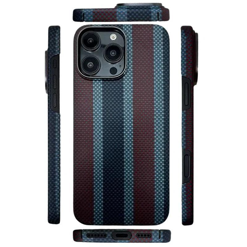 Premium iPhone Case Real Carbon Fiber Aramid Ultra Thin Full Coverage Cover Shockproof Anti Fingerprint Lightweight Protective Design