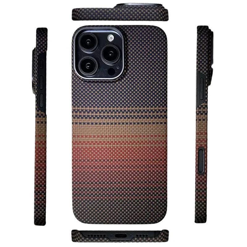 Premium iPhone Case Real Carbon Fiber Aramid Ultra Thin Full Coverage Cover Shockproof Anti Fingerprint Lightweight Protective Design