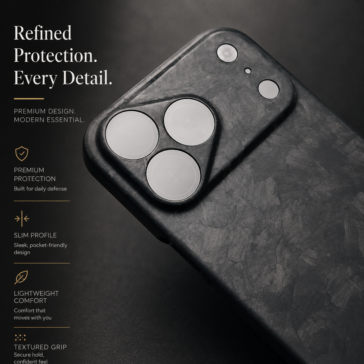 Premium iPhone Case Real Forged Carbon Fiber Lightweight Slim Cover Anti Fingerprint Non Slip Tough Protective Case