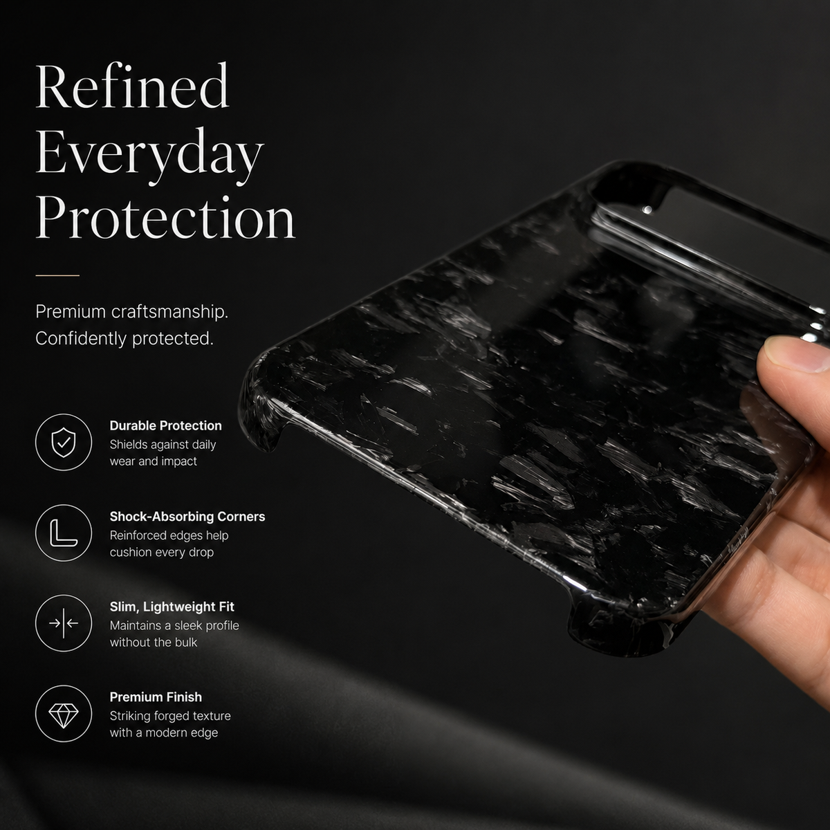 Premium iPhone Case Real Forged Carbon Fiber Lightweight Slim Cover Anti Fingerprint Non Slip Tough Protective Case