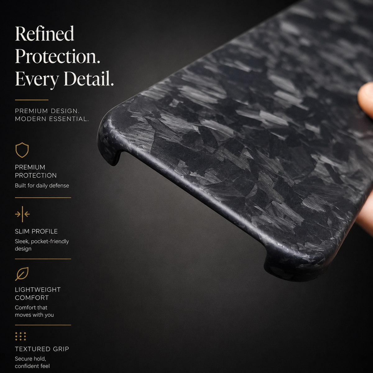 Premium iPhone Case Real Forged Carbon Fiber Lightweight Slim Cover Anti Fingerprint Non Slip Tough Protective Case