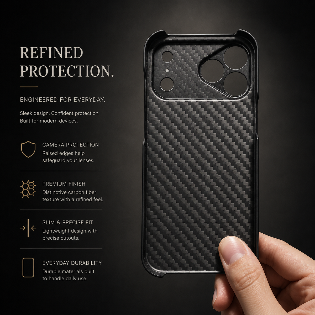 Premium iPhone Case Real Forged Carbon Fiber Lightweight Slim Cover Anti Fingerprint Non Slip Tough Protective Case