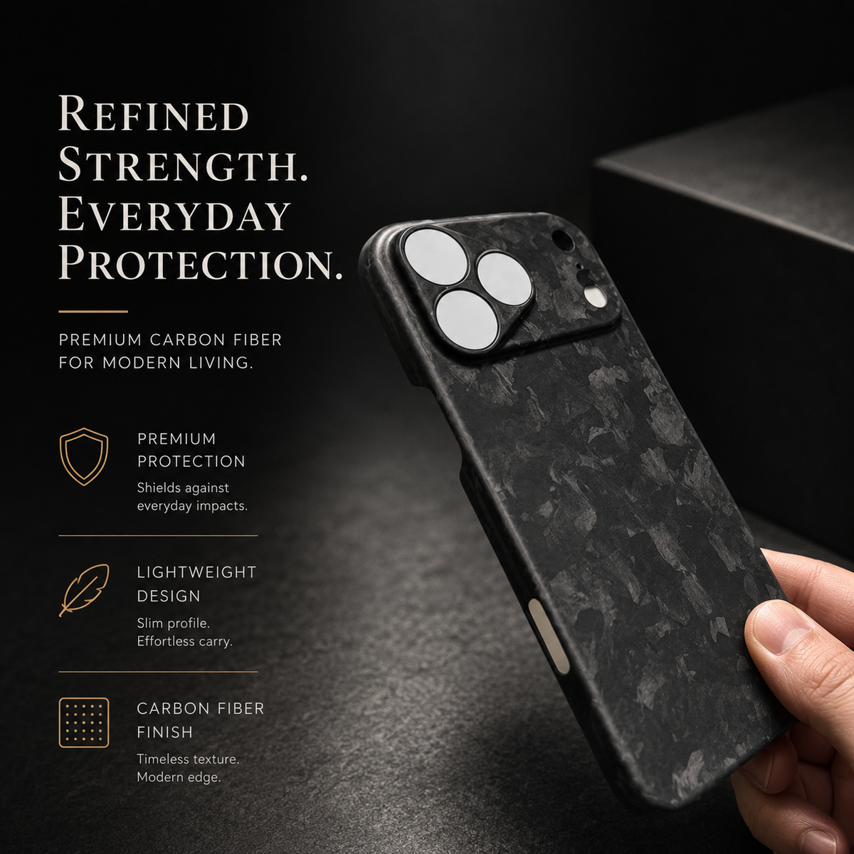 Premium iPhone Case Real Forged Carbon Fiber Lightweight Slim Cover Anti Fingerprint Non Slip Tough Protective Case