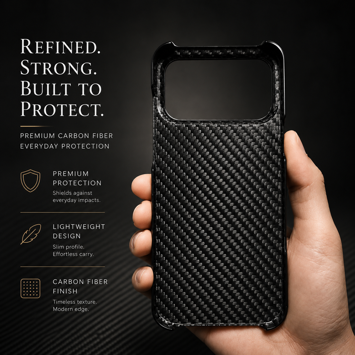 Premium iPhone Case Real Forged Carbon Fiber Lightweight Slim Cover Anti Fingerprint Non Slip Tough Protective Case