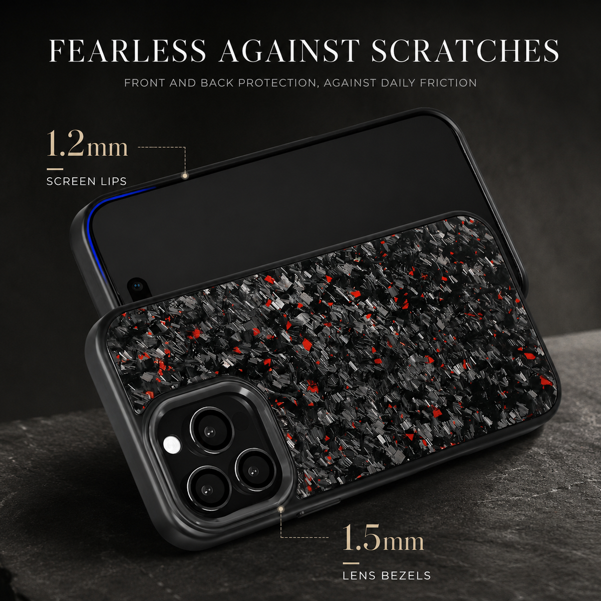 Premium iPhone Case Real Forged Carbon Fiber MagSafe Cover Metal Lens Accents Shockproof Dual Layer Protection