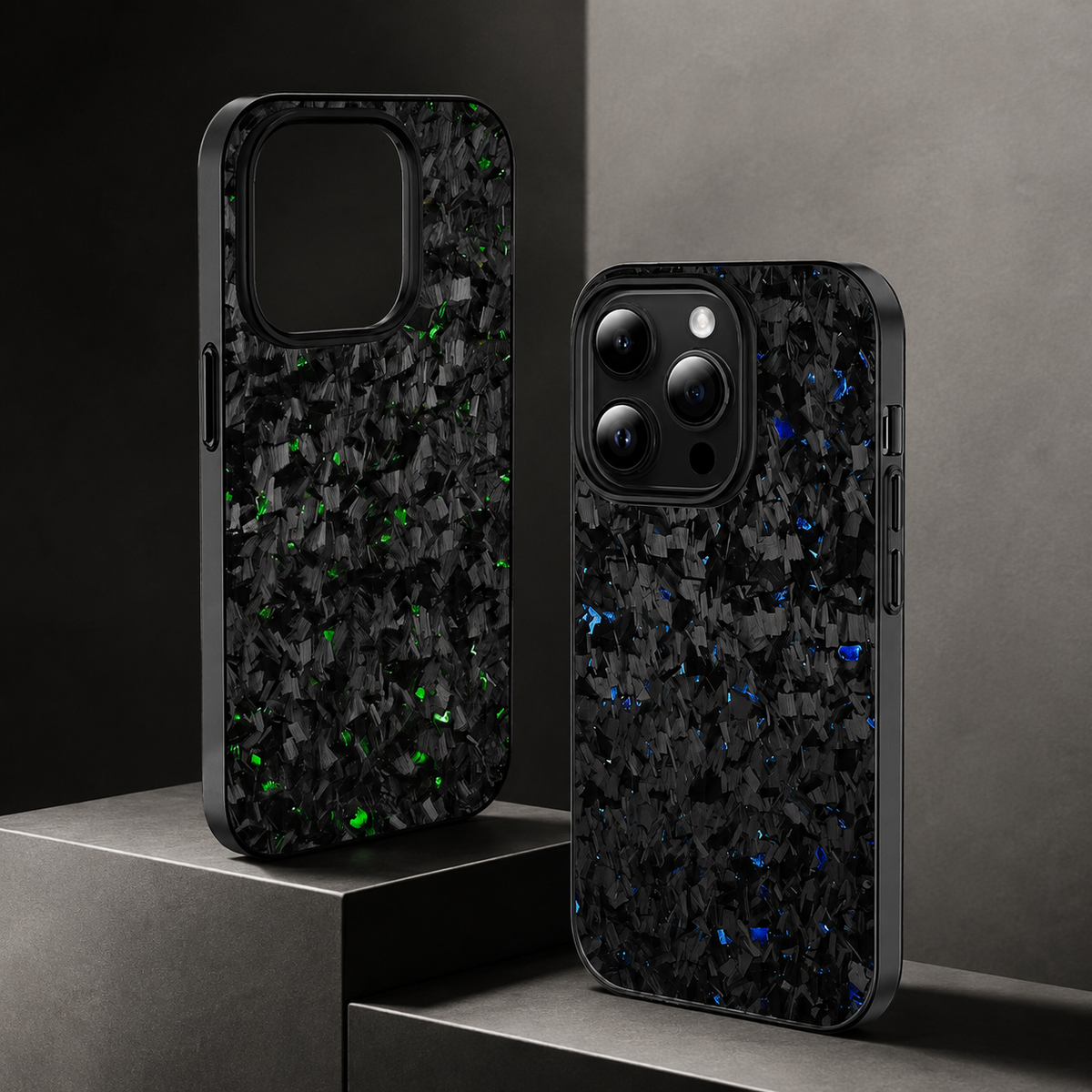 Premium iPhone Case Real Forged Carbon Fiber MagSafe Cover Metal Lens Accents Shockproof Dual Layer Protection