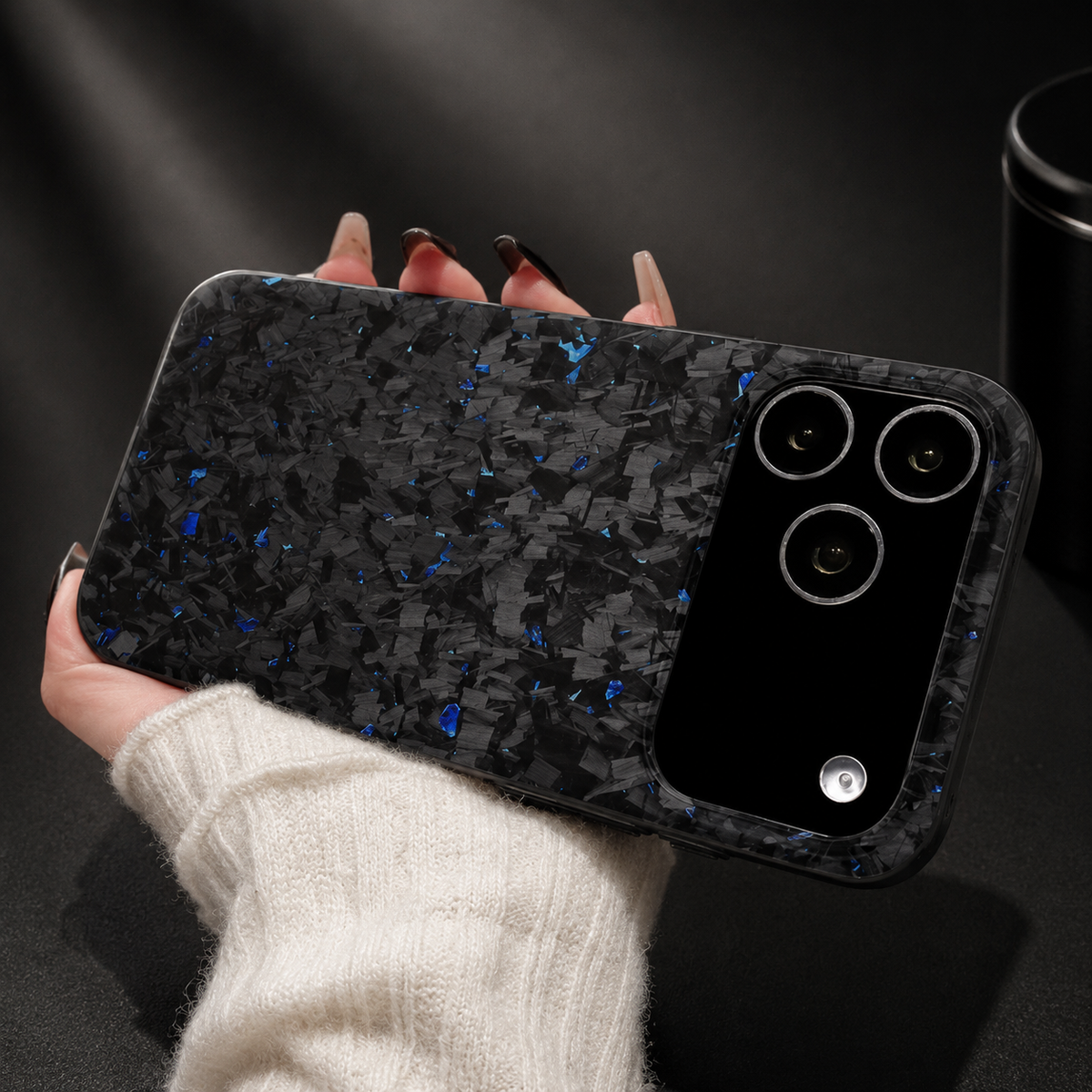 Premium iPhone Case Real Forged Carbon Fiber MagSafe Cover Metal Lens Accents Shockproof Dual Layer Protection
