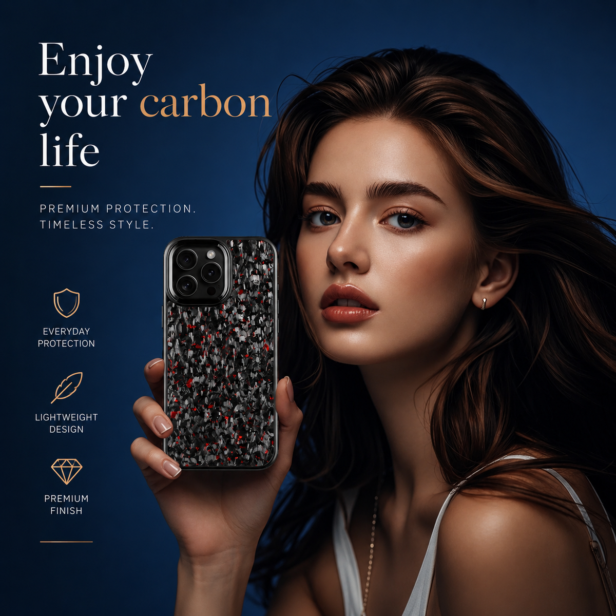 Premium iPhone Case Real Forged Carbon Fiber MagSafe Cover Metal Lens Protection Shockproof Dual Layer Lightweight Full Coverage Protective Case