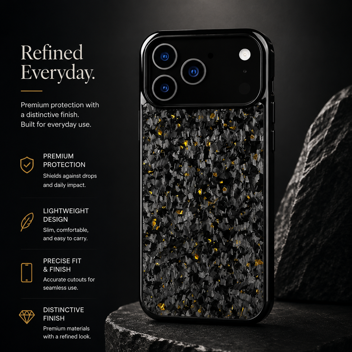 Premium iPhone Case Real Forged Carbon Fiber MagSafe Cover Shockproof TPU Hybrid Non Slip Full Coverage Protective Case