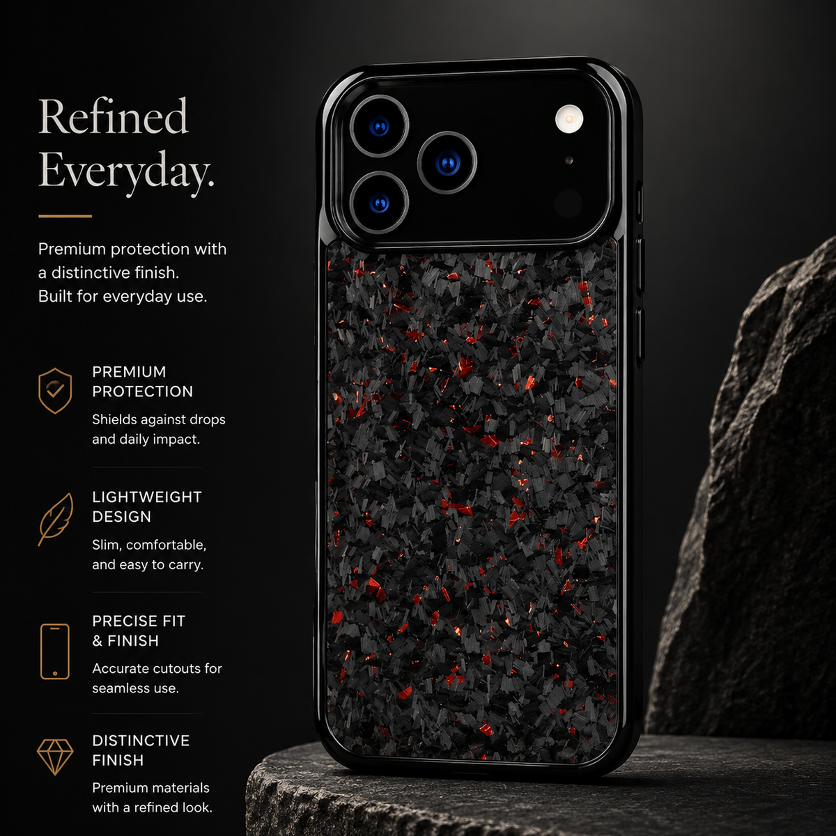 Premium iPhone Case Real Forged Carbon Fiber MagSafe Cover Shockproof TPU Hybrid Non Slip Full Coverage Protective Case