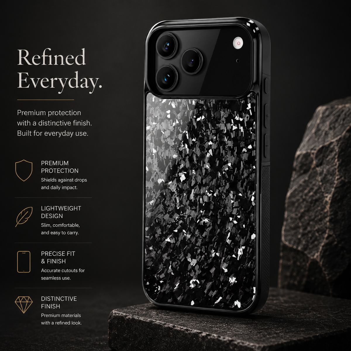 Premium iPhone Case Real Forged Carbon Fiber MagSafe Cover Shockproof TPU Hybrid Non Slip Full Coverage Protective Case