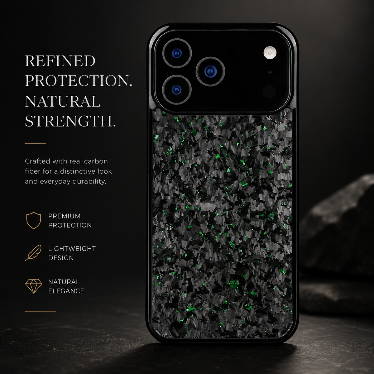 Premium iPhone Case Real Forged Carbon Fiber MagSafe Cover Shockproof TPU Hybrid Non Slip Full Coverage Protective Case