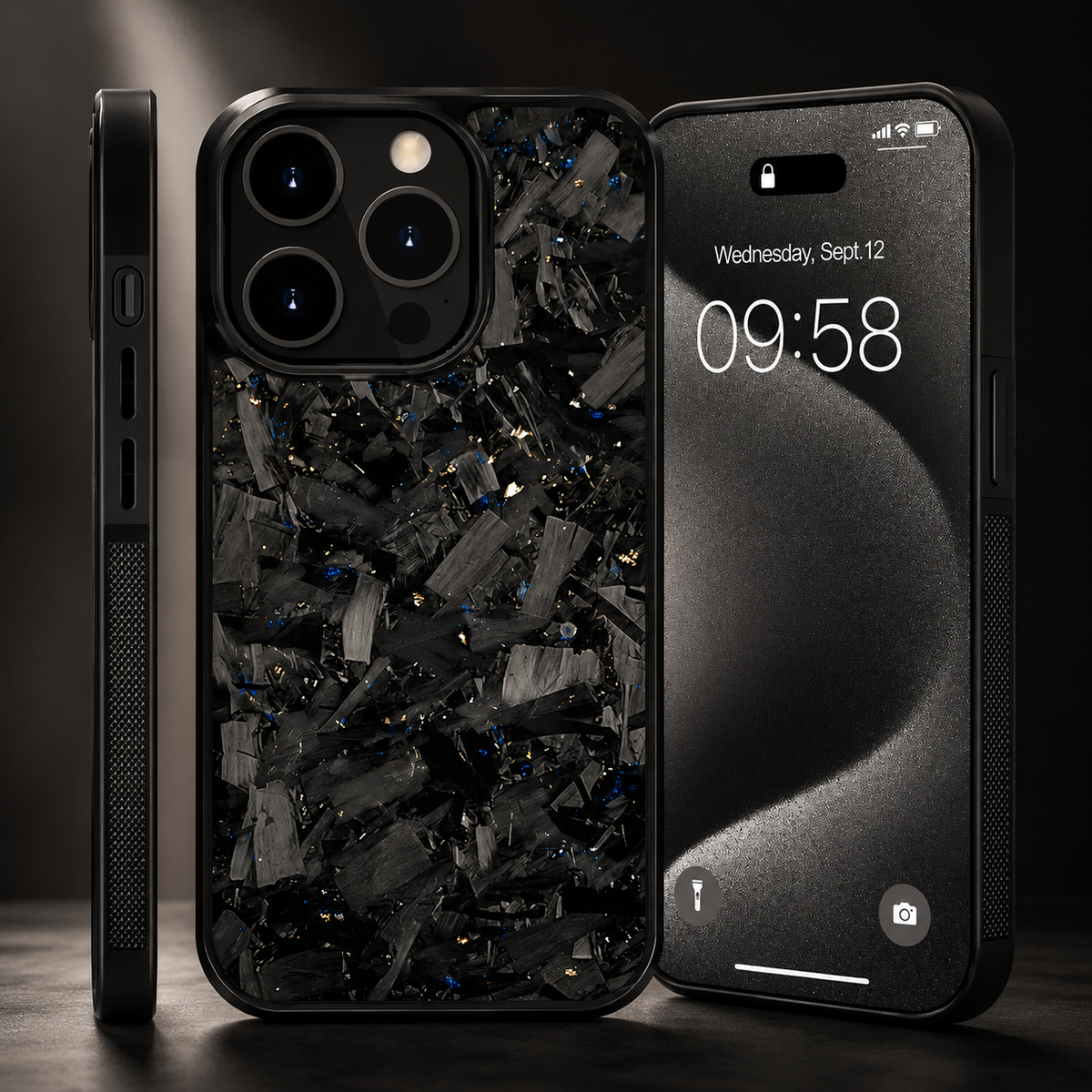 Premium iPhone Case Real Glossy Forged Carbon Fiber MagSafe Cover Textured TPU Hybrid Shockproof Lightweight Full Coverage Protective Case