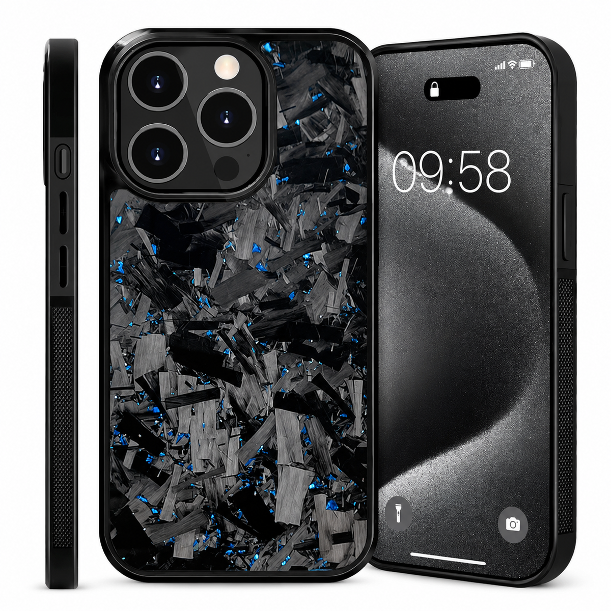 Premium iPhone Case Real Glossy Forged Carbon Fiber MagSafe Cover Textured TPU Hybrid Shockproof Lightweight Full Coverage Protective Case