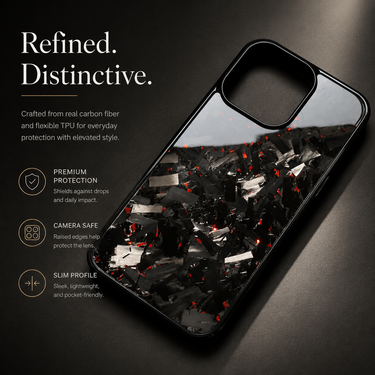 Premium iPhone Case Real Glossy Forged Carbon Fiber MagSafe Cover Textured TPU Hybrid Shockproof Lightweight Full Coverage Protective Case