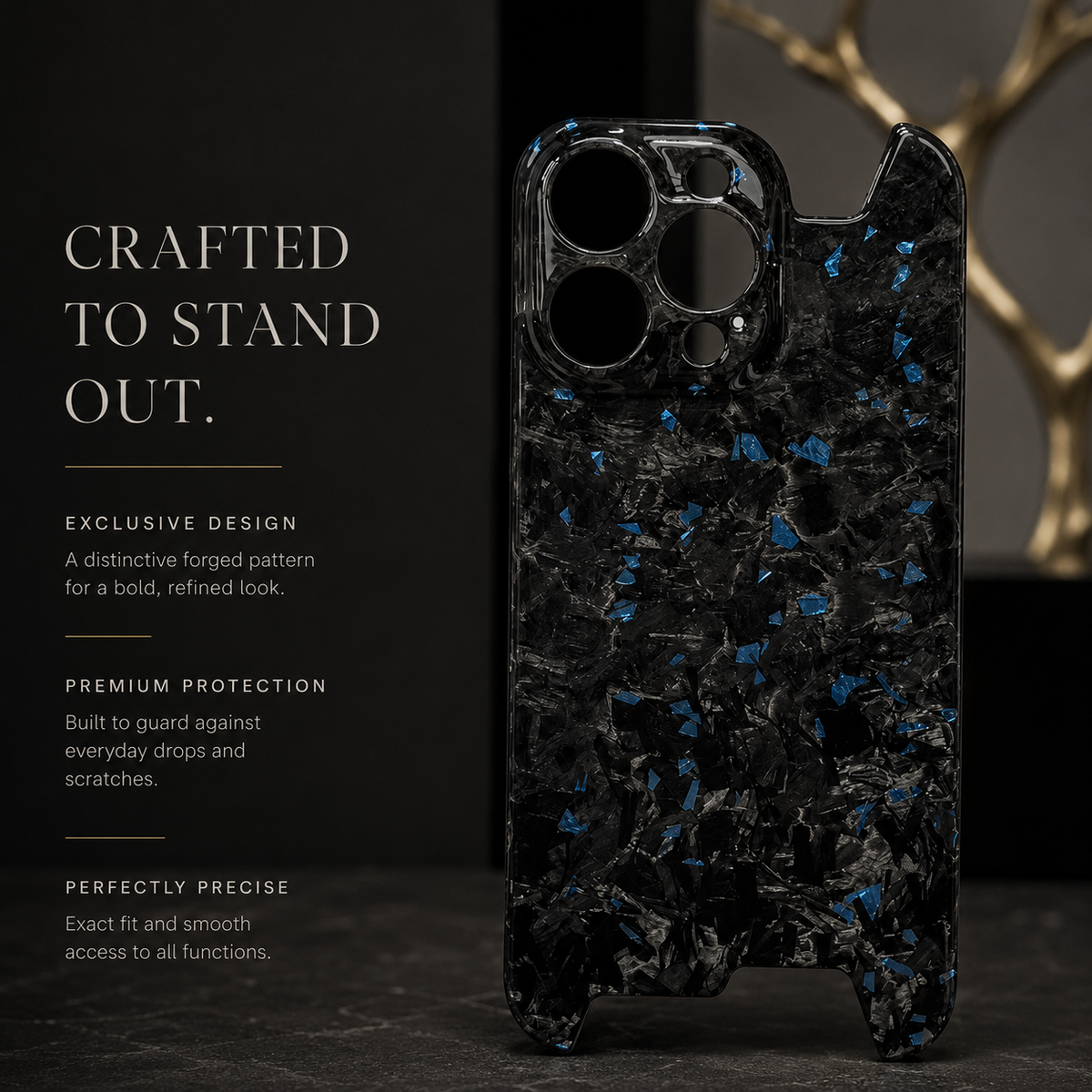 Premium iPhone Case Real Glossy Forged Carbon Fiber Ultra Thin Lightweight Slim Half Wrapped Protective Cover
